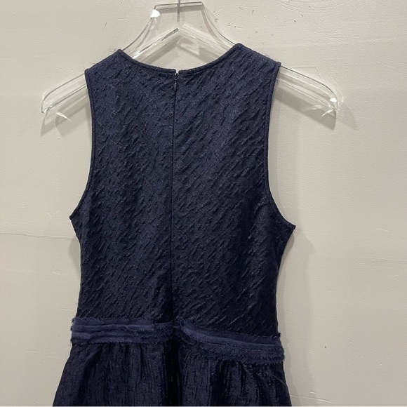 Theory Mildra Linden Fit & Flare Wool Blend Dress Navy Blue Textured Size 6 - Picture 13 of 13